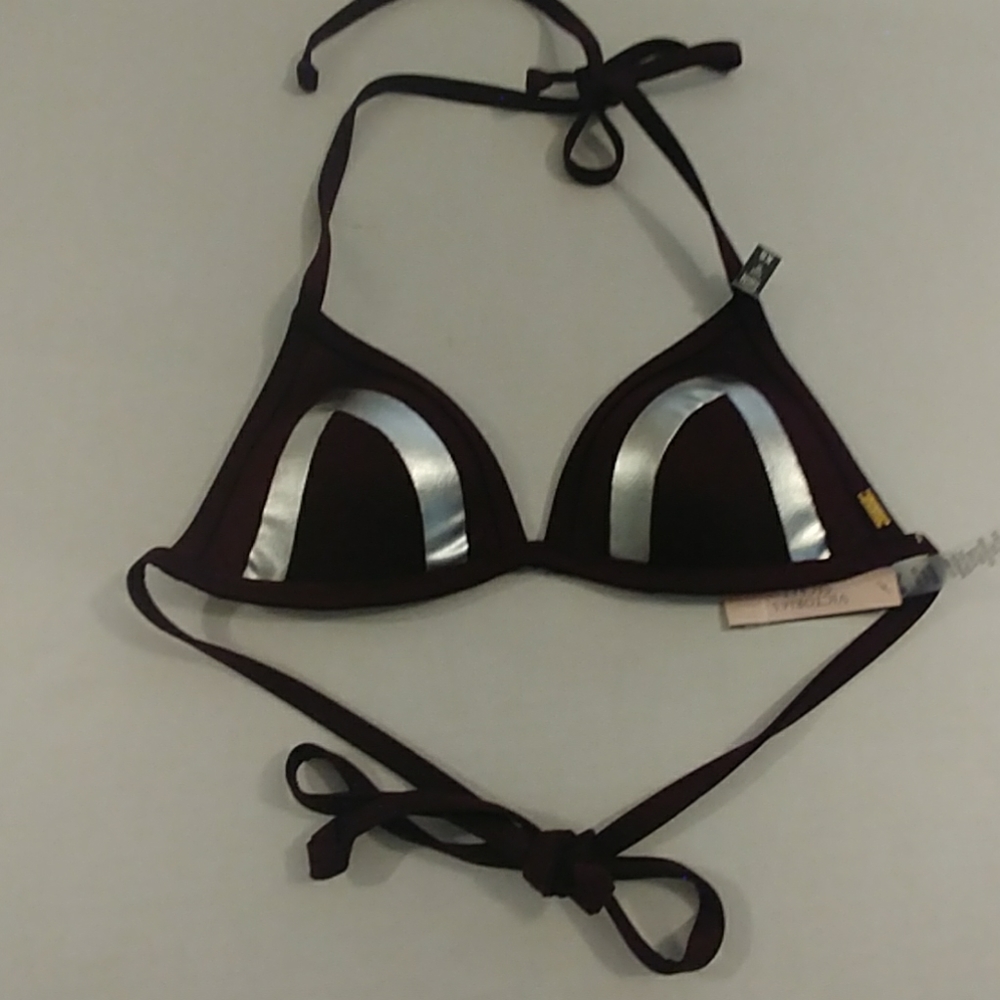 PINK Victoria's Secret Plum Triangle Halter👙Top - Picture 6 of 8